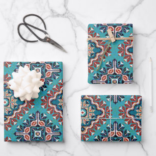 Native American Indians Navajo Mosaic Pattern Wrapping Paper Sheet
