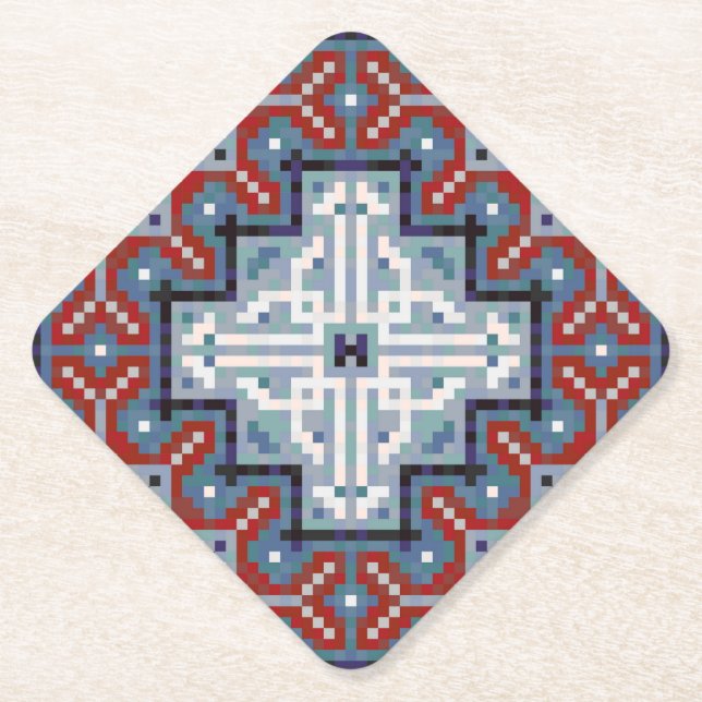 Native American Indians Navajo Pattern Paper Coaster (Front)