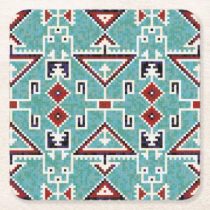 Native American Indians Navajo Pattern Square Paper Coaster
