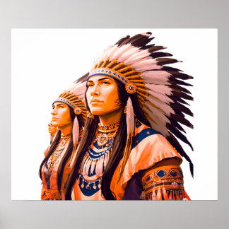 Native American Indians on a Wall  Poster