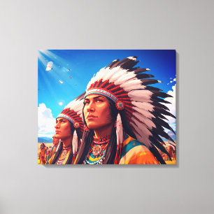 Native American Indians Under the Bright Sun Wall  Canvas Print