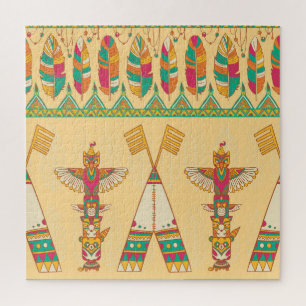 Native American Indigenous Ornamental Background. Jigsaw Puzzle