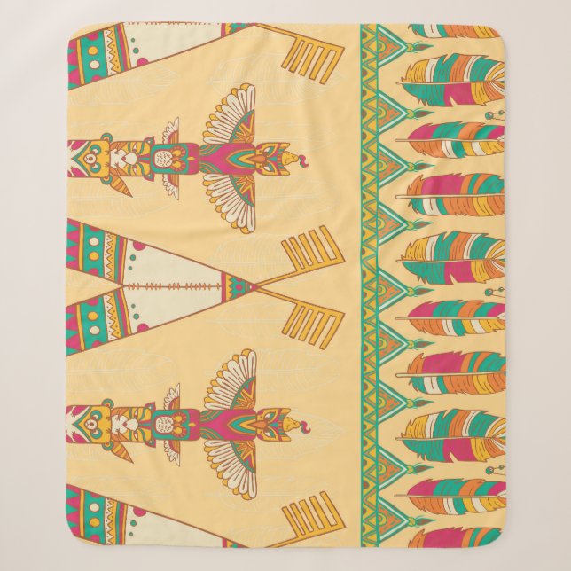 Native American Indigenous Ornamental Background. Sherpa Blanket (Front)