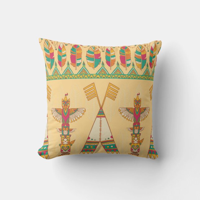Native American Indigenous Ornamental Background. Throw Pillow (Front)
