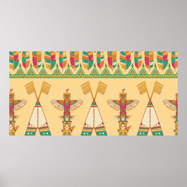Native american indigenous ornamental seamless pat poster (Front)