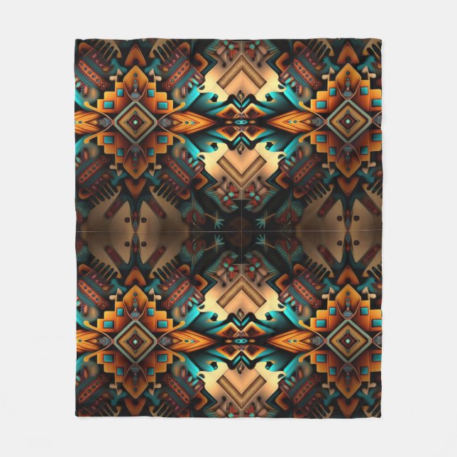 Native American-Inspired Abstract Pattern Fleece Blanket (Front)