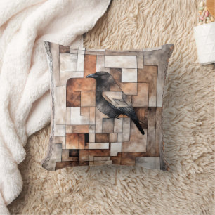 Native American Inspired Raven in Ruins Southwest Throw Pillow
