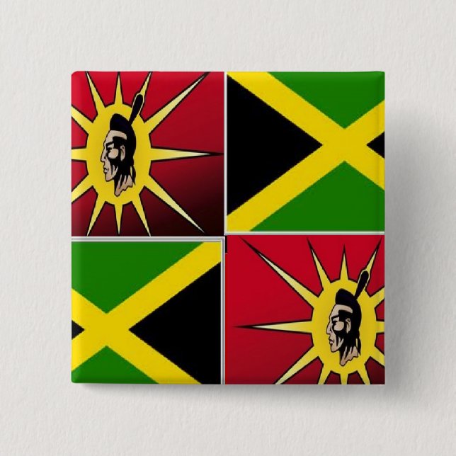 Native american-Jamaican 2 Inch Square Button (Front)