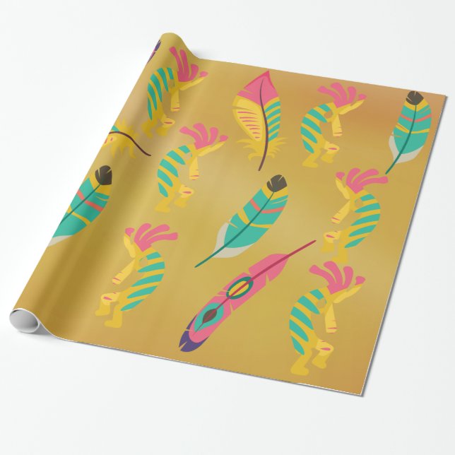 Native American Kokopelli Gift Wrapping Paper (Unrolled)