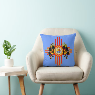 Native American Kokopelli - Kachina Zia Symbol 1 Throw Pillow