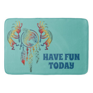 Native American Kokopelli Whale Dreamcatcher 1 Bath Mat