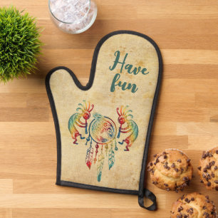 Native American Kokopelli Whale Dreamcatcher 1 Oven Mitt