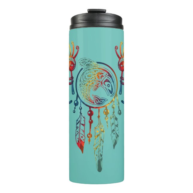 Native American Kokopelli Whale Dreamcatcher 1 Thermal Tumbler (Front)