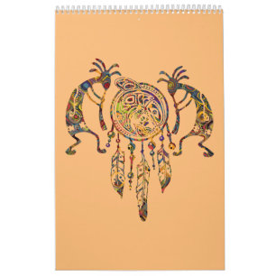Native American Kokopelli Whale Dreamcatcher 2 Calendar