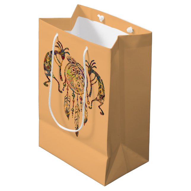 Native American Kokopelli Whale Dreamcatcher 2 Medium Gift Bag (Front Angled)