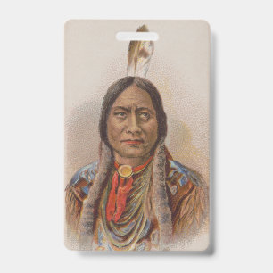 Native American: Lakota Sitting Bull, Smoking Ad Badge