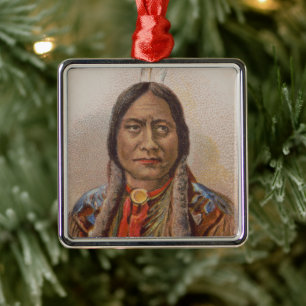 Native American: Lakota Sitting Bull, Smoking Ad Metal Ornament