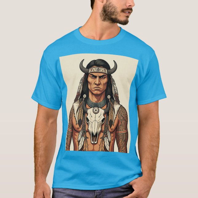 Native American Linework Tattoo-Inspired T-Shirts (Front)