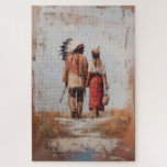 Native American Love Jigsaw Puzzle<br><div class="desc">Enjoy a meaningful and artistic puzzle experience with this beautiful Native American couple puzzle. Featuring a softly painted romantic scene of a couple walking together, this design brings warmth, connection, and cultural-inspired beauty to every piece. The earthy tones and gentle southwestern aesthetic make it a wonderful choice for puzzle lovers...</div>