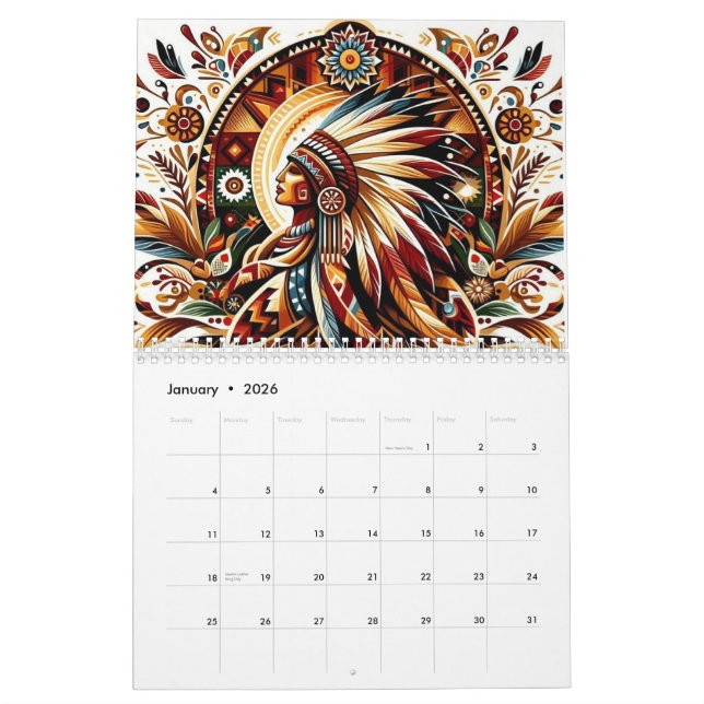 Native American Man Calendar (Jan 2026)