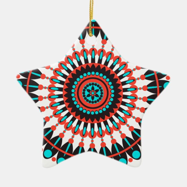 Native American Mandala Ceramic Ornament (Front)