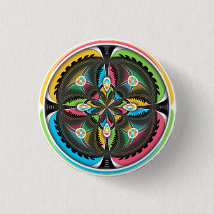 Native American Mandala Colourful Abstract art 1 Inch Round Button