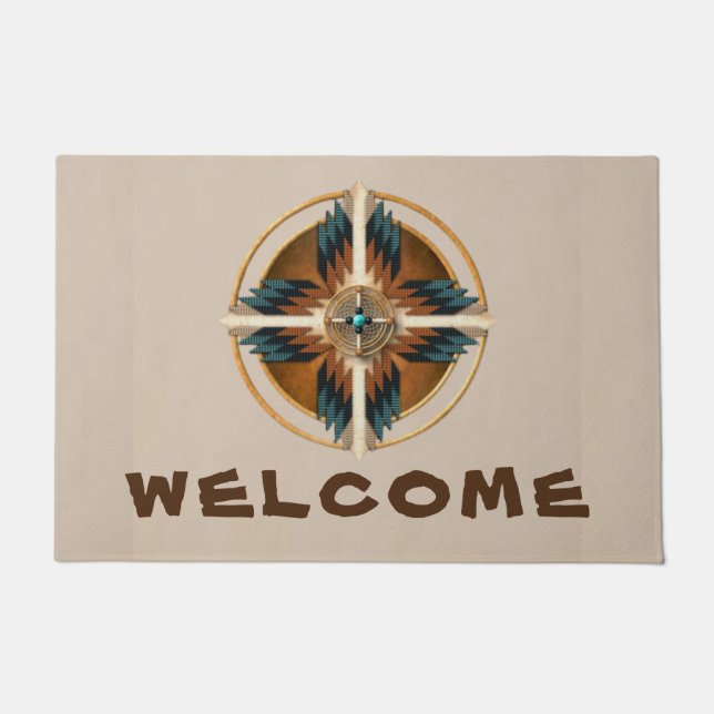 Native American Mandala Door Mat (Front)