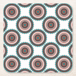 Native American Mandala Square Paper Coaster