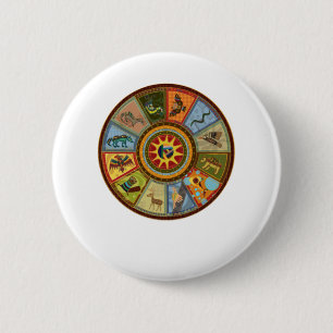 Native American Medicine Wheel 2 Inch Round Button