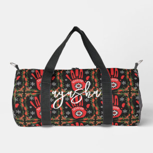 Native American MMIW Red and Black Powwow Duffle Bag