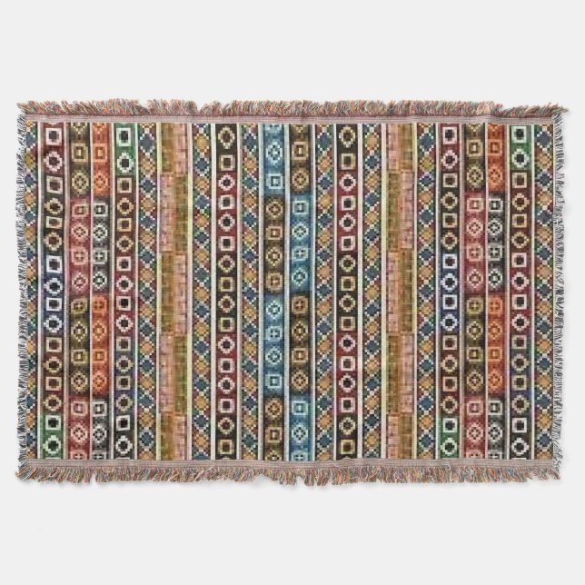 Native American Multi Coloured throw blanket (Front)