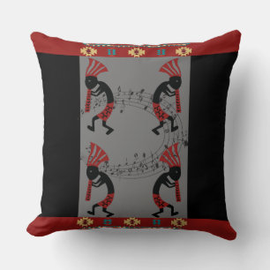 Native American Music Kokopelli Throw Pillow