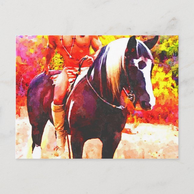 Native American on Horseback♂ Postcard (Front)