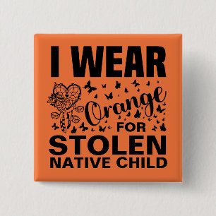 Native American Orange Day Indigenous Indian  2 Inch Square Button