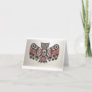 Native American Pacific NW Owl Design Note Card