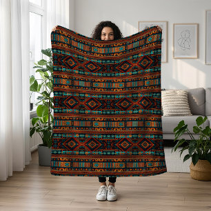 Native American Pattern Boho Culture Abstract Arts Fleece Blanket