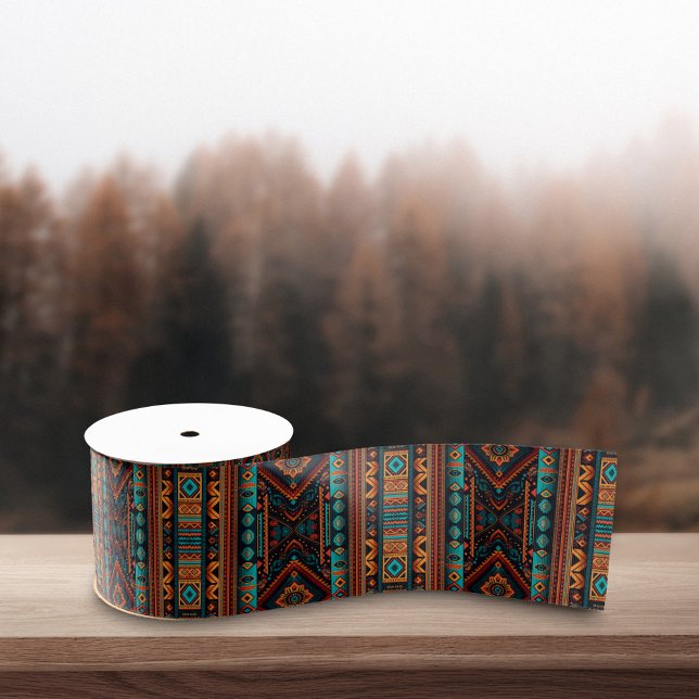 Native American Pattern Boho Culture Abstract Arts Satin Ribbon (Creator Uploaded)