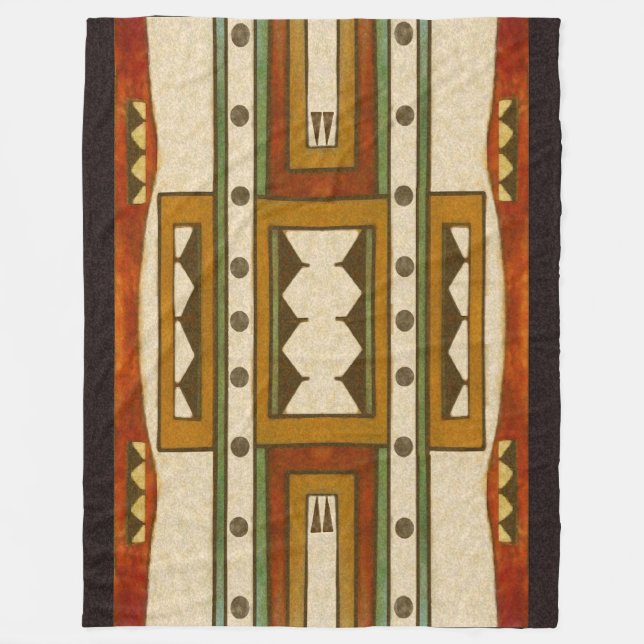Native American Pattern: Cheyenne Design 1860's Fleece Blanket (Front)