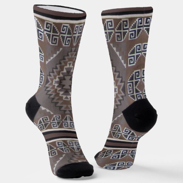 Native American Pattern Crew Socks (Angled)