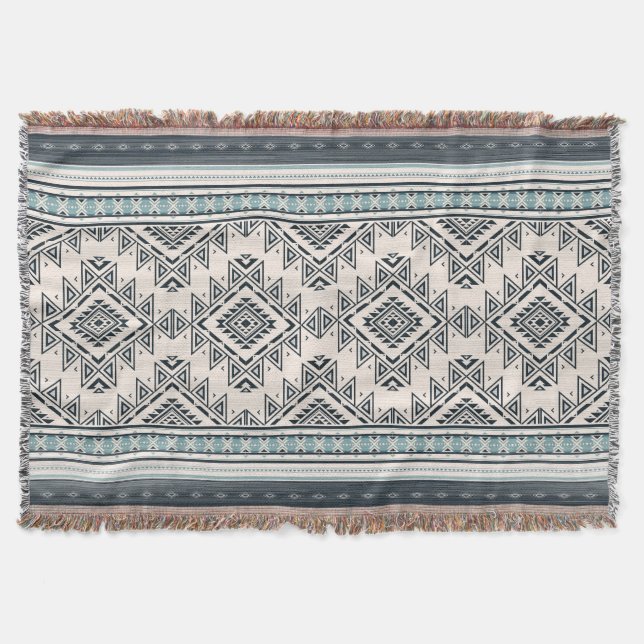 Native American Pattern Indian Aztec Style Throw Blanket (Front)