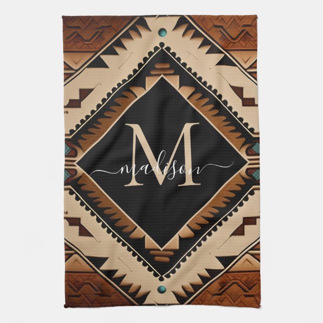 Native American Pattern Indian Culture Boho Style Kitchen Towel (Vertical)
