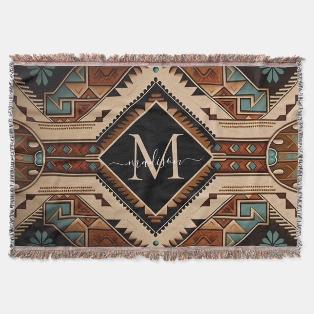 Native American Pattern Indian Culture Boho Style Throw Blanket (Front)