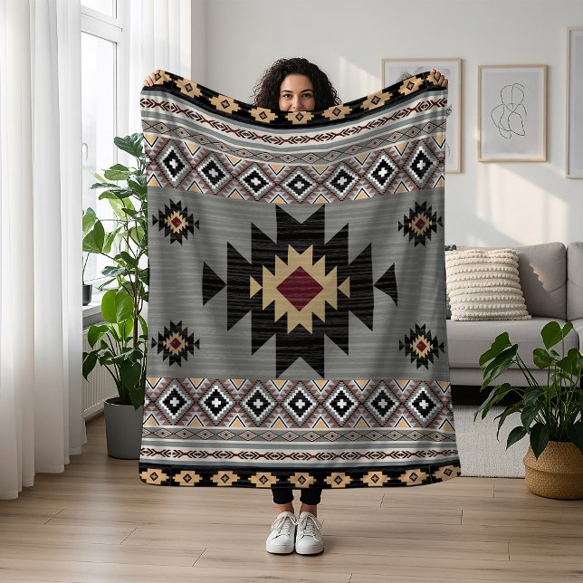 Native American Pattern Indian Tribal Geometry Fleece Blanket (Creator Uploaded)