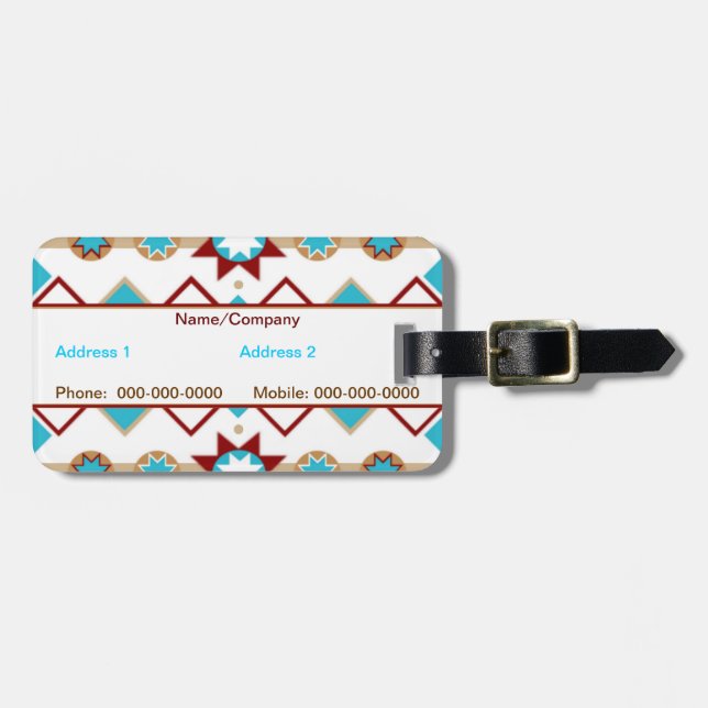 Native American Pattern Luggage Tag (Front Horizontal)