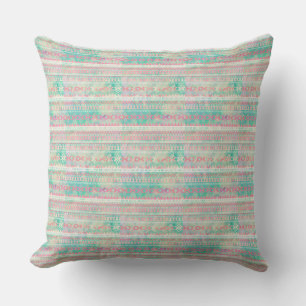 Native American Pattern Throw Pillow/Pink-Green Pillow