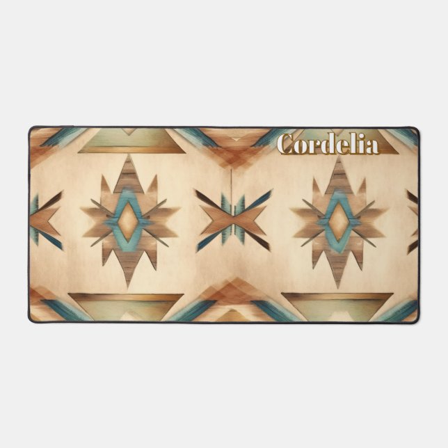 Native American Pattern. Western. Personalized Desk Mat (Front)
