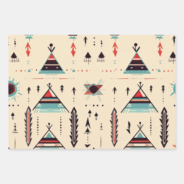 Native American patterned Wrapping Paper Sheet (Front)