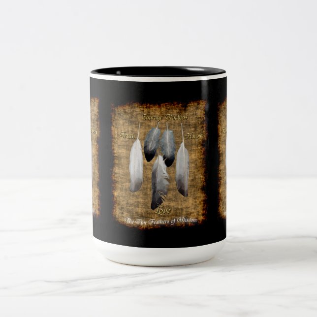 Native American Peace Feathers Designer Mug (Center)