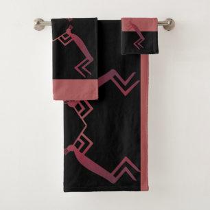 Native American Peach Kokopelli Bath Towel Set