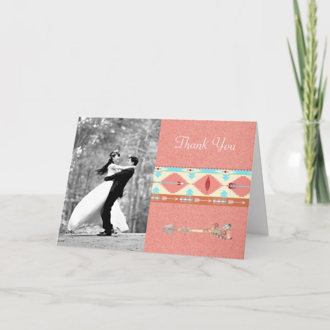 Native American Photo Wedding Thank You Card (Front)